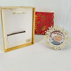 Christopher Radko Shiny Brite enamel snowflake Picture Frame earrings box set